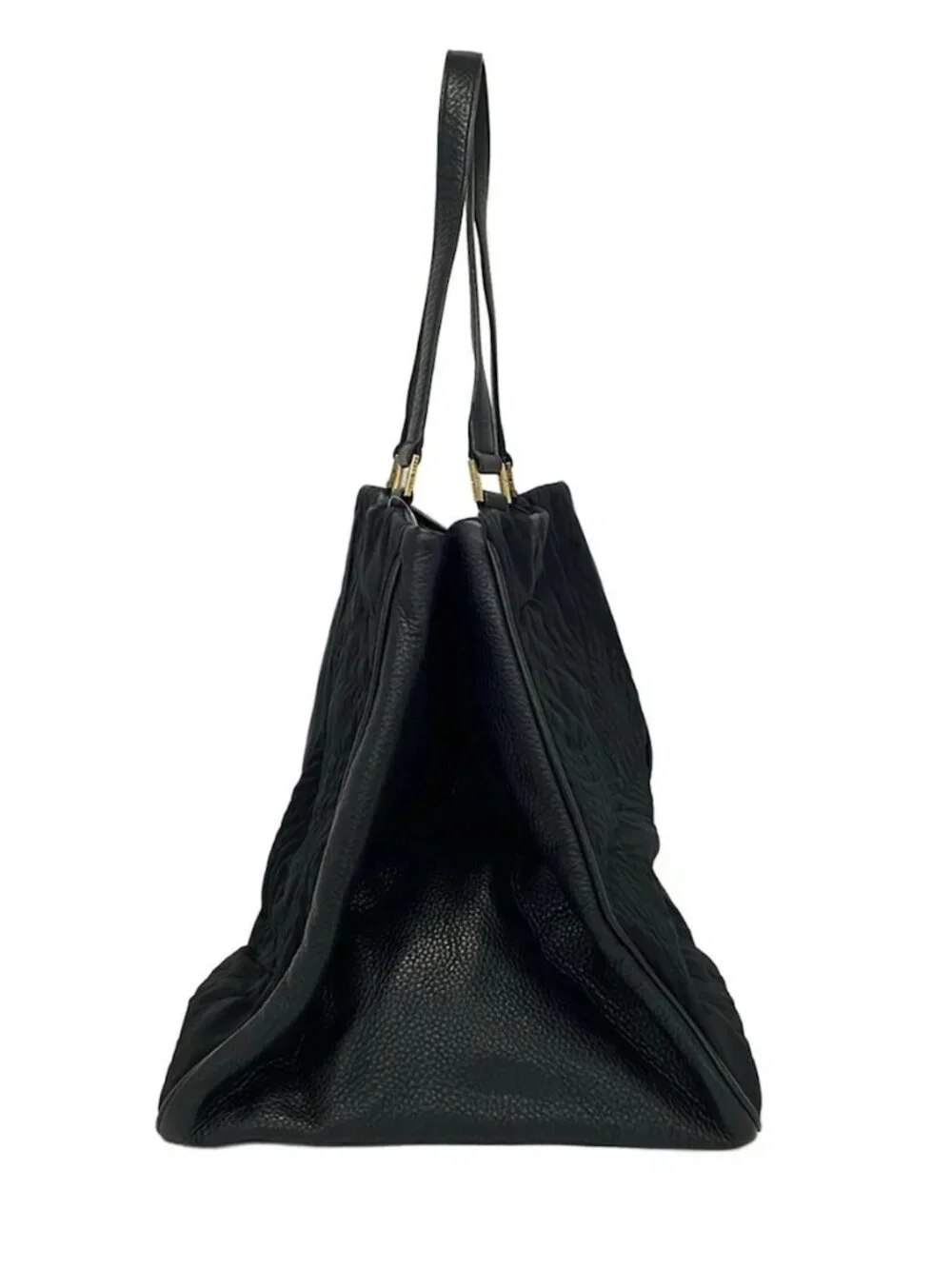 TORY BURCH Black Nylon Leather Tote Bag